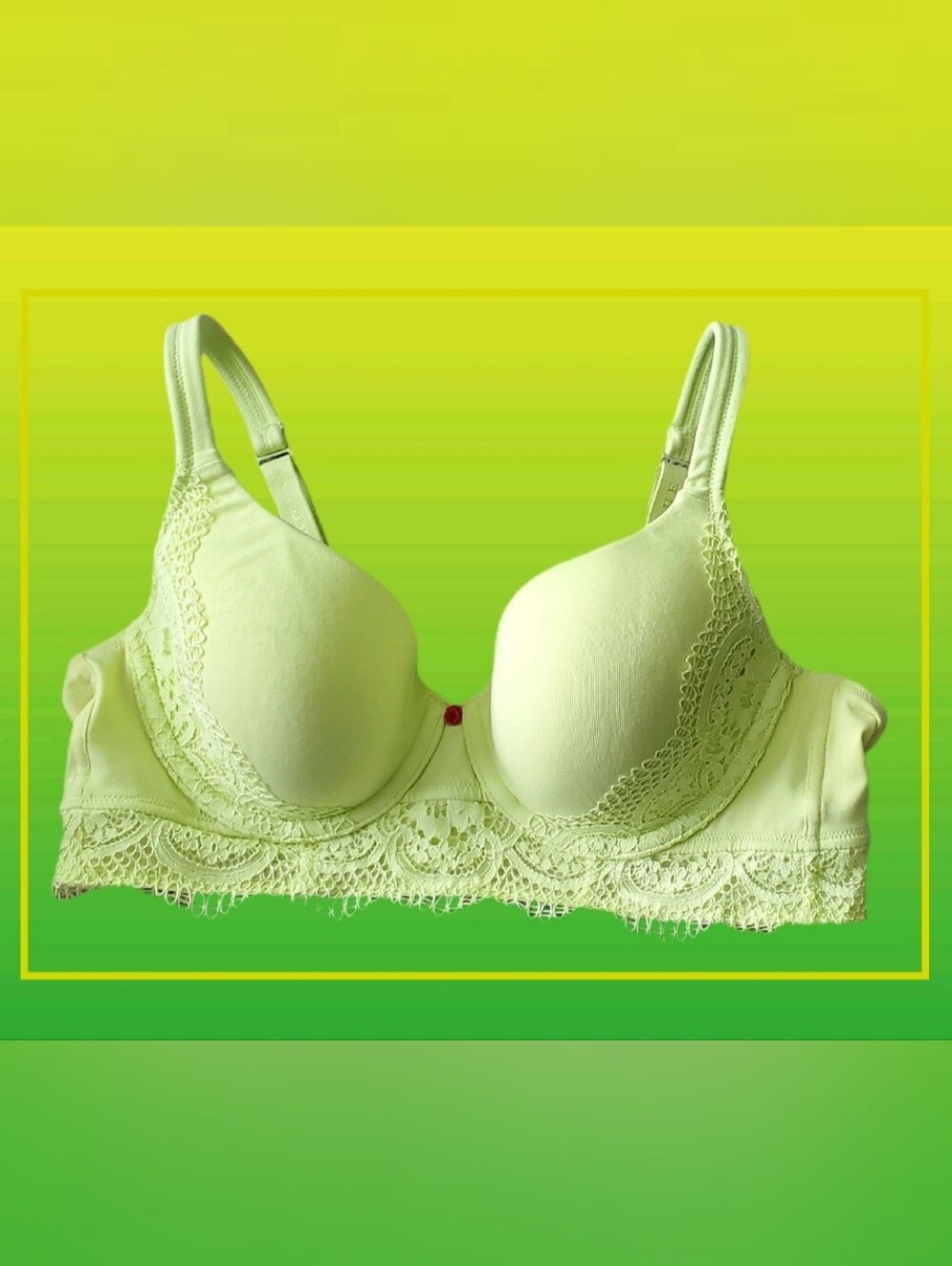 EUC Cacique lacy long-line T-shirt bra Pear Green 38B